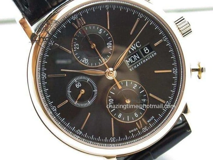 MIROTIME 0518 Portofino Chrono RG Black Dial on Black Leather Strap A HighPerformance 7389